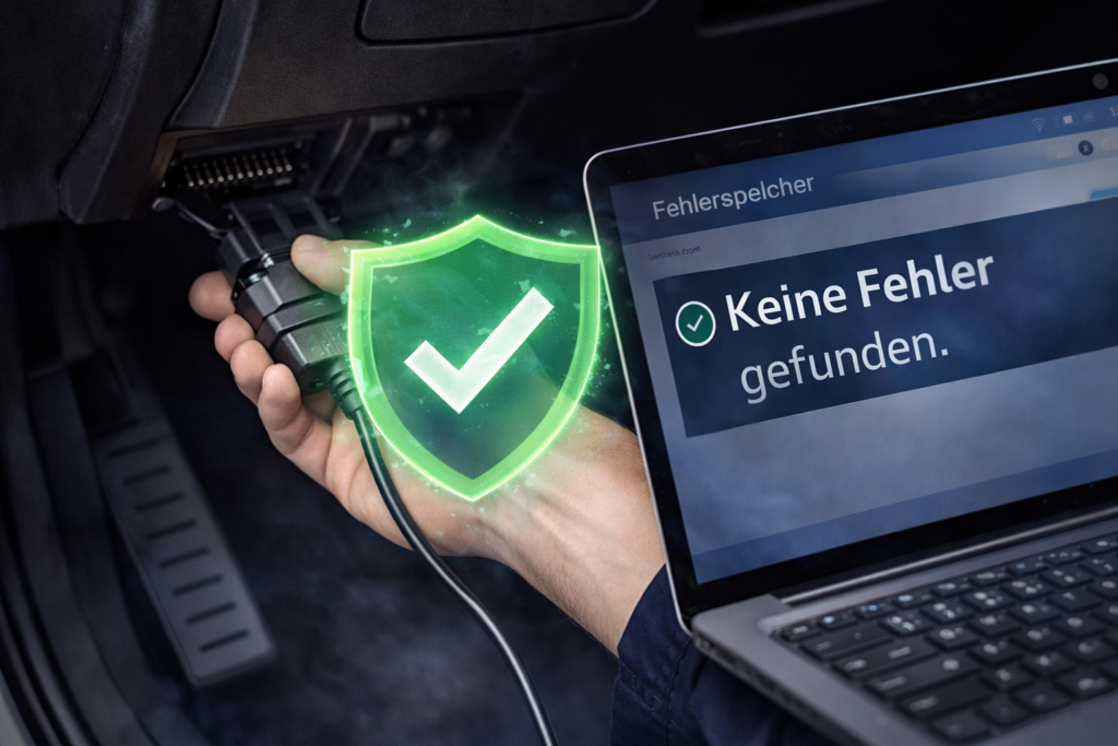 Diagnosegerät zeigt keine Fehler im Steuergerät eines Fahrzeugs